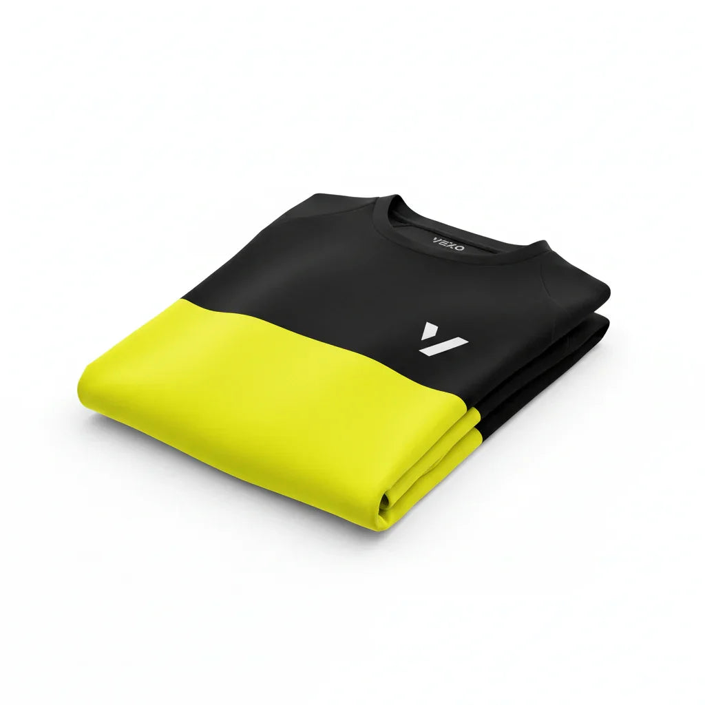 Black and yellow tennis shirt three-quarter angle