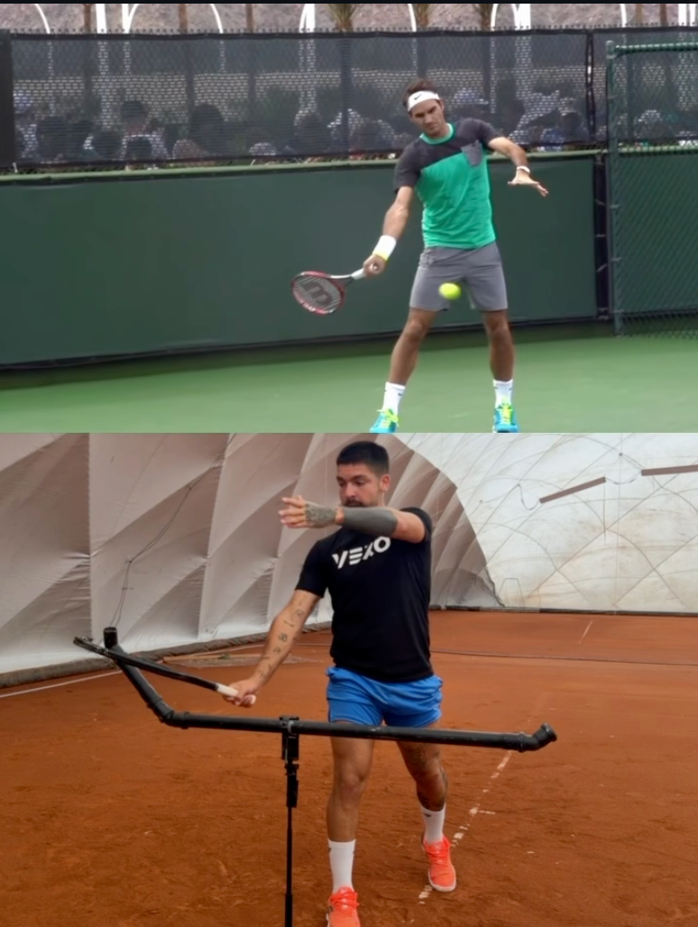 Vexo TrainWell Training T-Shirt worn during a forehand technique training session